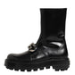 Dolce & Gabbana Black Logo Plaque Mid Calf Biker Boots Shoes