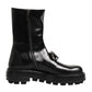 Dolce & Gabbana Black Logo Plaque Mid Calf Biker Boots Shoes