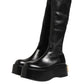 Dolce & Gabbana Black Logo Plaque Over The Calf Boots Shoes