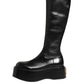 Dolce & Gabbana Black Logo Plaque Over The Calf Boots Shoes
