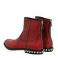 Dolce & Gabbana Red Studded Chelsea Short Ankle Boots Shoes