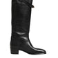 Dolce & Gabbana Black Logo Plaque Over The Calf Boots Shoes