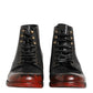 Dolce & Gabbana Black Red Lace Up Short Ankle Boot Shoes