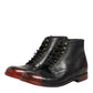Dolce & Gabbana Black Red Lace Up Short Ankle Boot Shoes