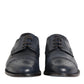 Daniele Alessandrini Blue Leather Wingtip Lace-up Formal Derby Shoes