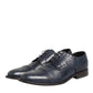 Daniele Alessandrini Blue Leather Wingtip Lace-up Formal Derby Shoes