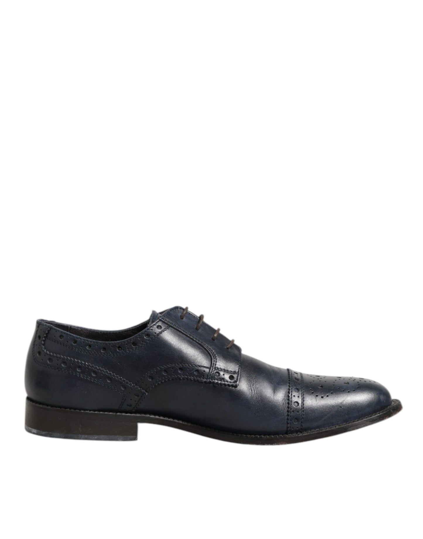 Daniele Alessandrini Blue Leather Wingtip Lace-up Formal Derby Shoes