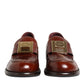 Dolce & Gabbana Brown Leather Logo Slip On Men Dress Shoes