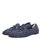 Dolce & Gabbana Blue Woven Leather Slip On Loafers Men Shoes