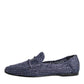 Dolce & Gabbana Blue Woven Leather Slip On Loafers Men Shoes