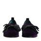 Dolce & Gabbana Purple Suede Cotton Bow Slip On Loafers Shoes
