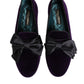Dolce & Gabbana Purple Suede Cotton Bow Slip On Loafers Shoes