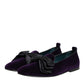 Dolce & Gabbana Purple Suede Cotton Bow Slip On Loafers Shoes