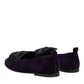 Dolce & Gabbana Purple Suede Cotton Bow Slip On Loafers Shoes