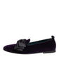 Dolce & Gabbana Purple Suede Cotton Bow Slip On Loafers Shoes