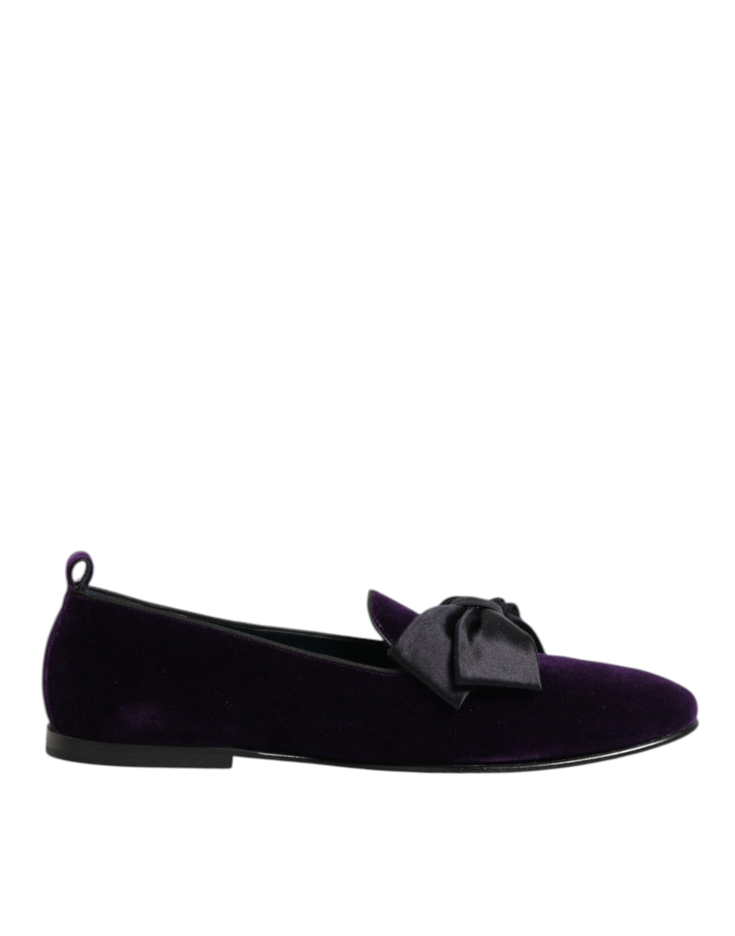 Dolce & Gabbana Purple Suede Cotton Bow Slip On Loafers Shoes