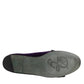 Dolce & Gabbana Purple Suede Cotton Bow Slip On Loafers Shoes
