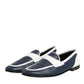 Dolce & Gabbana White Blue Leather Slip On Loafers Men Formal Shoes