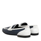 Dolce & Gabbana White Blue Leather Slip On Loafers Men Formal Shoes