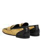 Dolce & Gabbana Yellow Black Leather Slip On Loafers Shoes