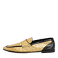 Dolce & Gabbana Yellow Black Leather Slip On Loafers Shoes