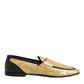 Dolce & Gabbana Yellow Black Leather Slip On Loafers Shoes