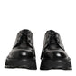 Dolce & Gabbana Black Leather Lace Up Derby Men Dress Shoes