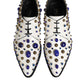 Dolce & Gabbana White Leather Crystals Embellished Dress Shoes