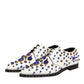 Dolce & Gabbana White Leather Crystals Embellished Dress Shoes
