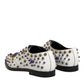 Dolce & Gabbana White Leather Crystals Embellished Dress Shoes
