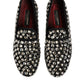 Dolce & Gabbana Black Suede Crystals Loafers Men Dress Shoes