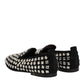 Dolce & Gabbana Black Suede Crystals Loafers Men Dress Shoes