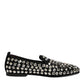 Dolce & Gabbana Black Suede Crystals Loafers Men Dress Shoes
