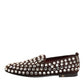 Dolce & Gabbana Bordeaux Suede Crystals Loafers Dress Shoes