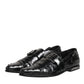 Dolce & Gabbana Black Embellished Dress Monk Strap Shoes