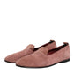 Dolce & Gabbana Pink Suede Loafers Formal Men Dress Shoes