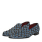 Dolce & Gabbana Blue Velvet Crystal Detailing Loafer Men Shoes