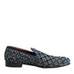 Dolce & Gabbana Blue Velvet Crystal Detailing Loafer Men Shoes