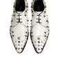 Dolce & Gabbana White Leather Crystals Embellished Derby Shoes
