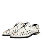 Dolce & Gabbana White Leather Crystals Embellished Derby Shoes