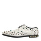 Dolce & Gabbana White Leather Crystals Embellished Derby Shoes