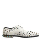 Dolce & Gabbana White Leather Crystals Embellished Derby Shoes