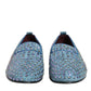 Dolce & Gabbana Blue Suede Studded Dress Men Loafers Shoes