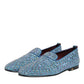 Dolce & Gabbana Blue Suede Studded Dress Men Loafers Shoes