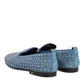 Dolce & Gabbana Blue Suede Studded Dress Men Loafers Shoes