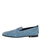 Dolce & Gabbana Blue Suede Studded Dress Men Loafers Shoes