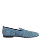 Dolce & Gabbana Blue Suede Studded Dress Men Loafers Shoes