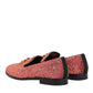 Dolce & Gabbana Pink Sequined Loafers Formal Dress Men Shoes