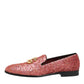 Dolce & Gabbana Pink Sequined Loafers Formal Dress Men Shoes