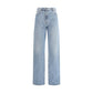 Valentino Light Blue Cotton High-Waisted Jean